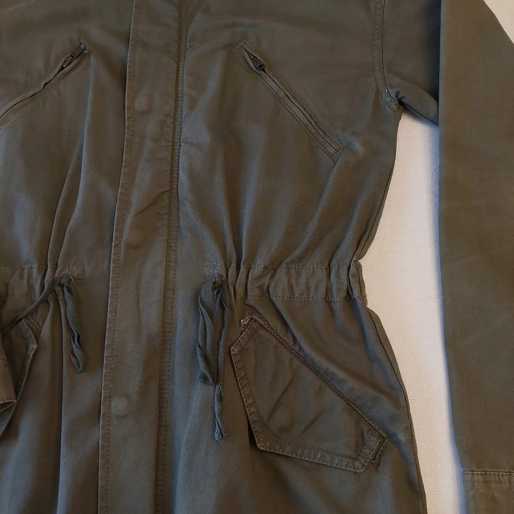 American Eagle Army Green Military Lightweight Parka Jacket Cinch Waist Size XS
